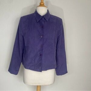 Vintage N Touch Purple Gray Faux Suede Button Front Jacket Size MP Retro Classic